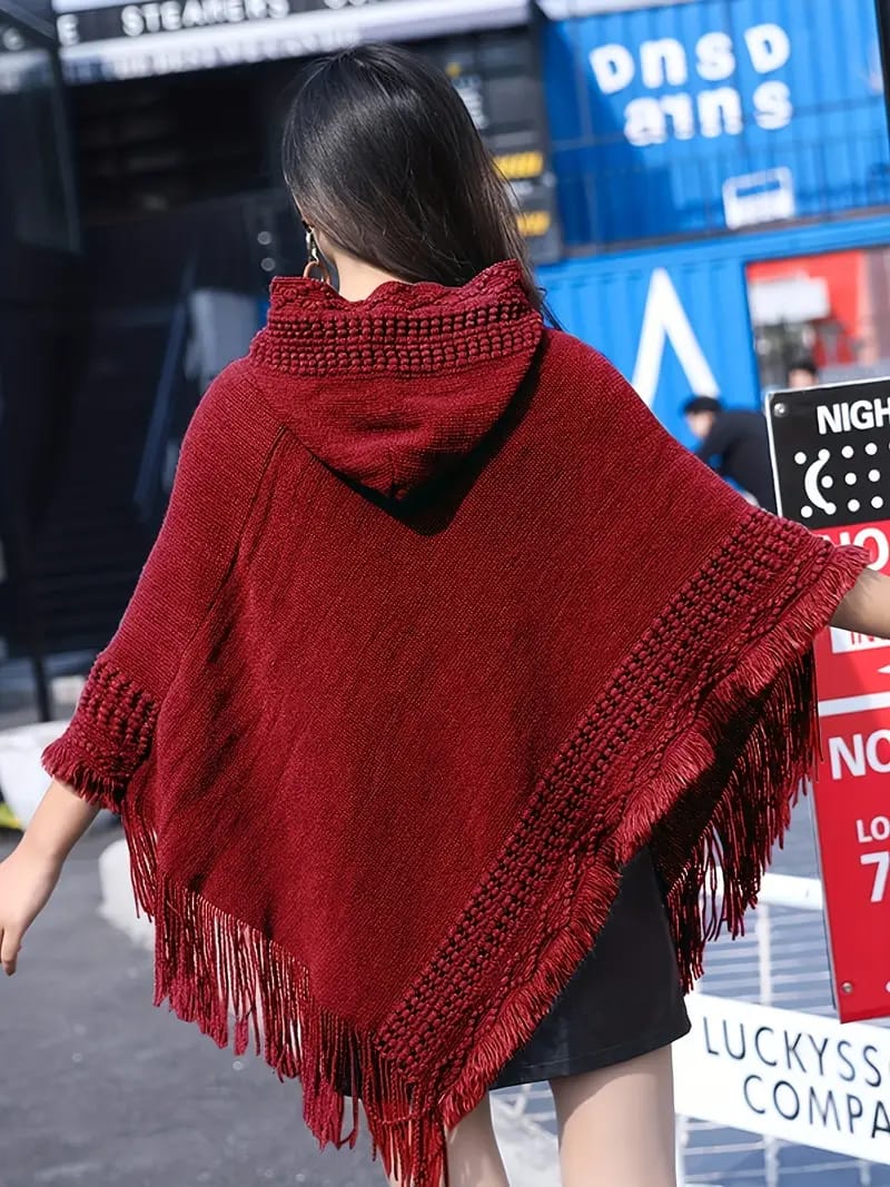 Poncho Femme avec Capuche